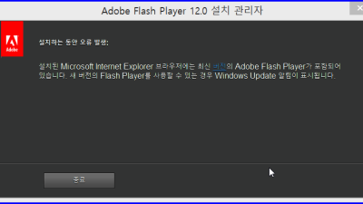 adobe Flash Player  설치의 정상 설치가 안되는것 문의 드립니다