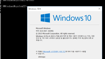 명령에서 winver 또는 windows version check 윈도우버전 확인 명령