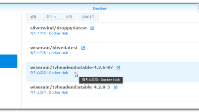 시놀로지)  tvheadend  docker wiserain/tvheadend:stable-4.2.6-87 안정적인 버전 설치및 설정값 저장