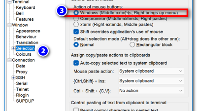 ● PuTTY에서 마우스 오른쪽 버튼 클릭 붙여넣기를 활성화/비활성화하는 방법 메 우클릭 메뉴 나오게 설정