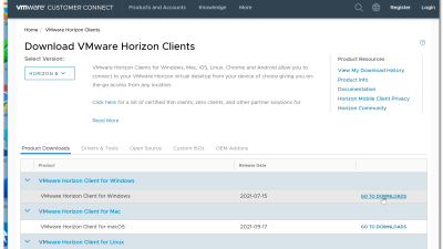 ● Download VMware Horizon Clients  설치 하기[ 서버연결 실패]