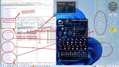 ● 윈도우 배경 Rainmeter 포터블의 skin 다운로드 적용 수정 정보