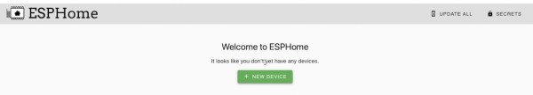 ESPHome 대시보드 및 새 장치 추가 버튼